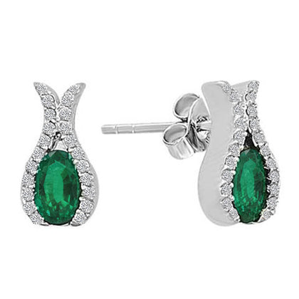 Diamant und Smaragd Knospe Ohrringe - handgefertigter Diamantschmuck aus Feingold | Sirius Diamant