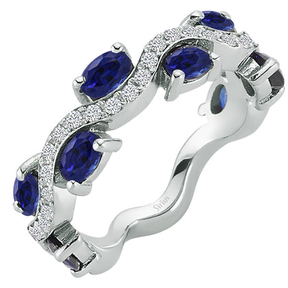 Diamant und Saphir halbrund Allianz - handgefertigter Diamantschmuck aus Feingold | Sirius Diamant