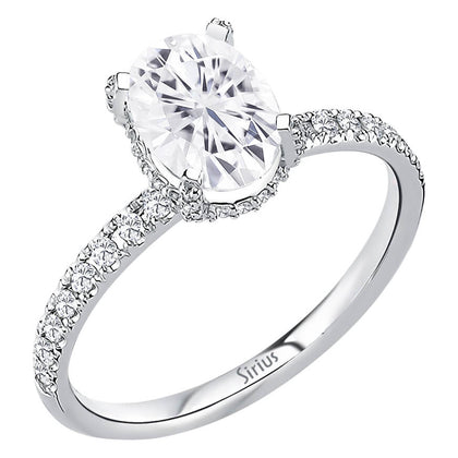Diamant und Oval Weißer Saphir Venus Tulipa Ring - handgefertigter Diamantschmuck aus Feingold | Sirius Diamant