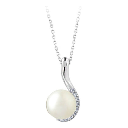 Diamant und Perle Collier in 14 Karat Weißgold - handgefertigter Diamantschmuck aus Feingold | Sirius Diamant
