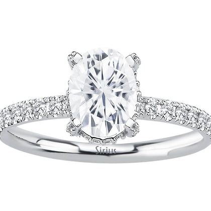 Diamant und Oval Weißer Saphir Venus Tulipa Ring - handgefertigter Diamantschmuck aus Feingold | Sirius Diamant