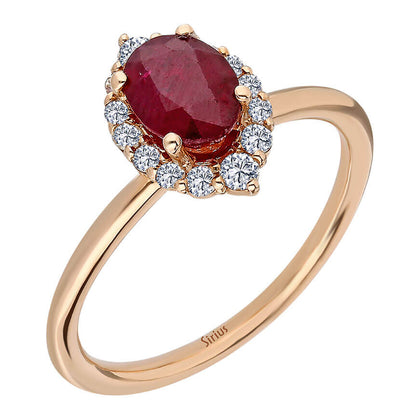 Diamant und Oval Rubin Ascella Ring - handgefertigter Diamantschmuck aus Feingold | Sirius Diamant