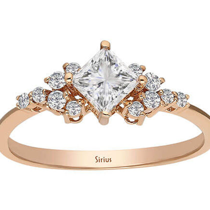 Prinzess-Schliff Weißer Saphir Ring mit Diamanten - handgefertigter Diamantschmuck aus Feingold | Sirius Diamant
