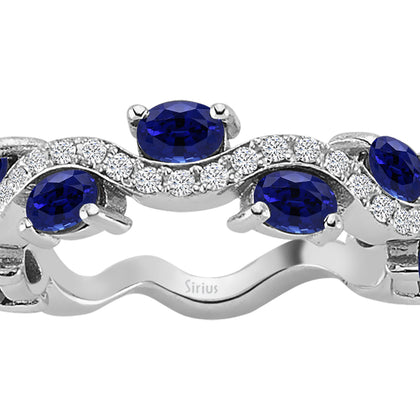 Diamant und Saphir halbrund Allianz - handgefertigter Diamantschmuck aus Feingold | Sirius Diamant