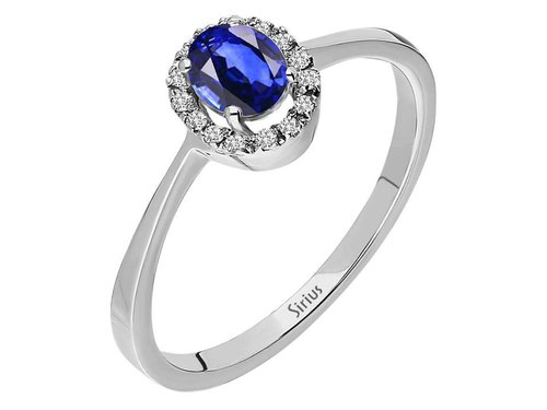 Diamant und Oval Saphir Ring