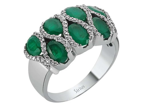 Diamant Ring mit ovalem Smaragd in 585er 14K Gold