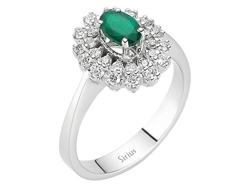 Entourage Smaragd Diamant Ring Diamantring 14 Karat Gold