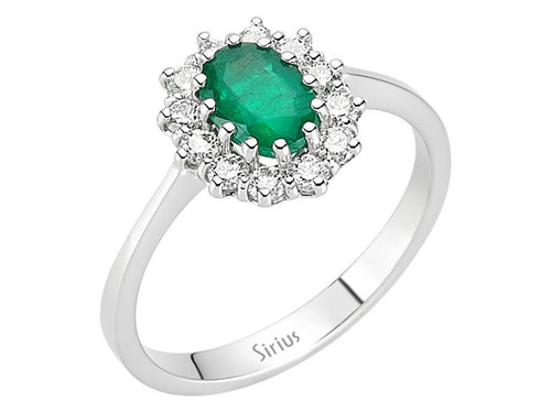 Entourage Smaragd Diamant Ring Diamantring 14 Karat Weissgold