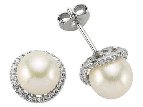 Diamant und  Perle Ohrringe