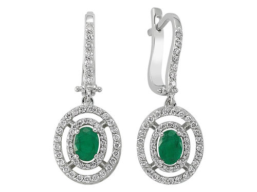 Diamant und Oval Smaragd Ohrring