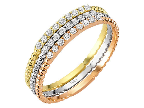 Diamant 3 Farbe halbrund Ring Damenring