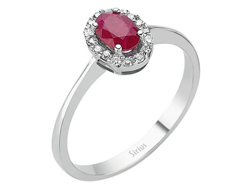 Diamant und Oval Rubin Ring Damenring
