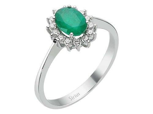 Diamant und Oval Smaragd Entourage Ring Damenring