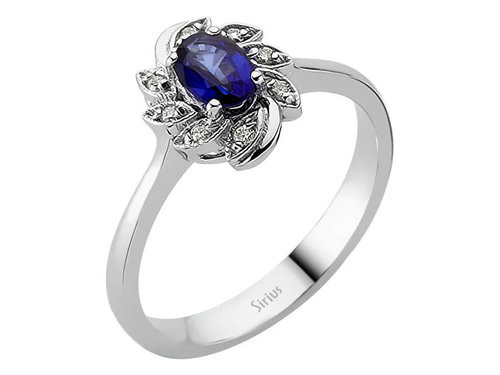 Diamant und Oval Saphir Ring Damenring