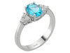 Diamant und Oval Blauer Topas Ring Damenring