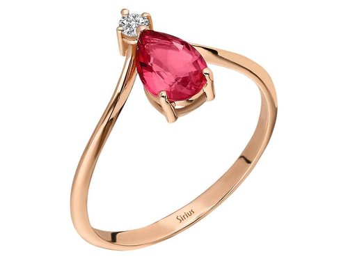 Diamant und Tropfen Rosa Turmalin Ring