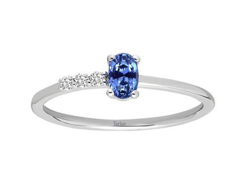 Diamant und Oval Schliff Saphir Ring