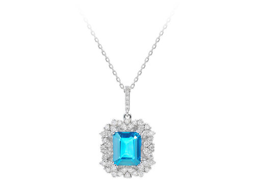Diamant und Oktagon Blauer Topas Collier