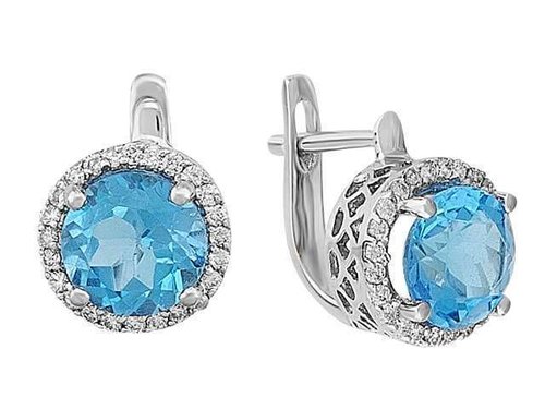 Diamant & Blauer Topas Ohrringe