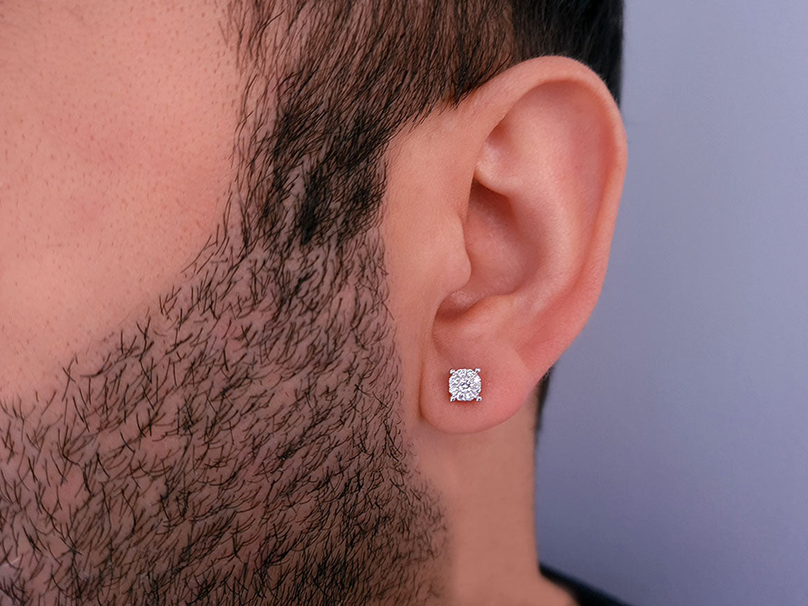 G-color 0.60 carat diamond earring for men in solitaire look