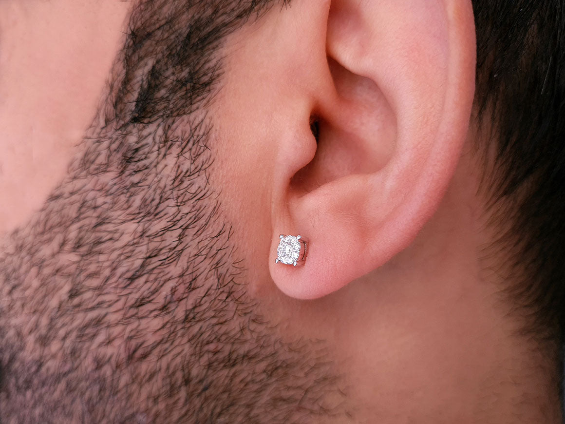 G-color 0.60 carat diamond earring for men in solitaire look