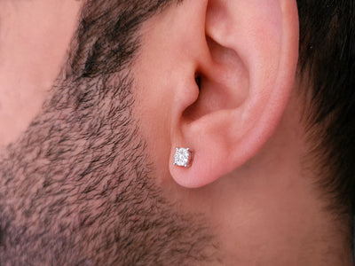 G-color 0.60 carat diamond earring for men in solitaire look
