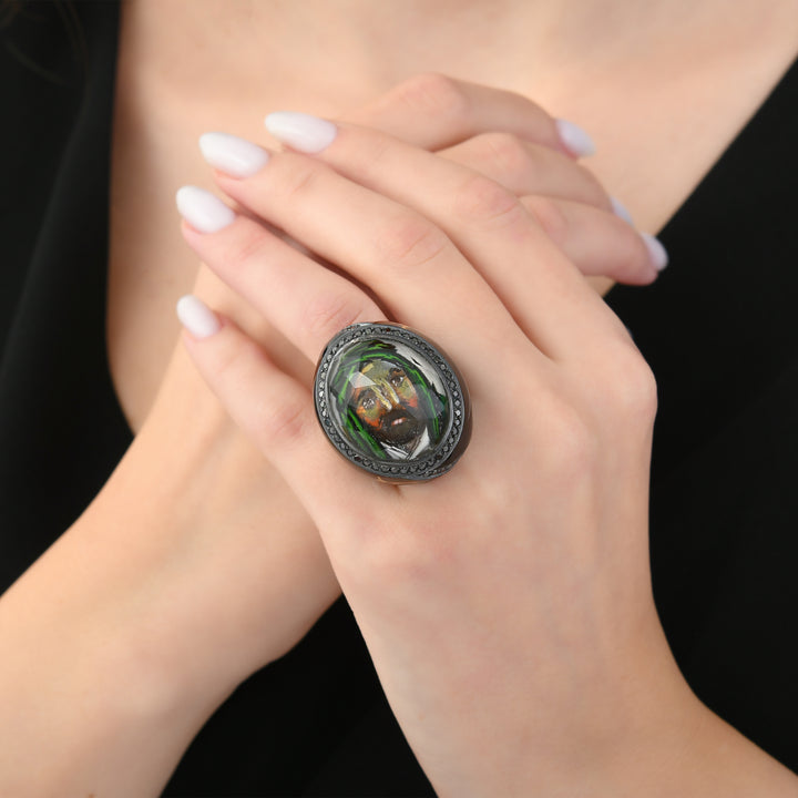 Bague portrait Imam Ali - Argent 925 et Or 24K
