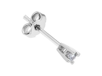 Boucle d'oreille homme solitaire diamant 0,04 carat en or blanc 585 14 carats 