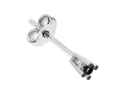 Boucle d'oreille homme solitaire diamant noir 0,04 carat en or blanc 585 14 carats 