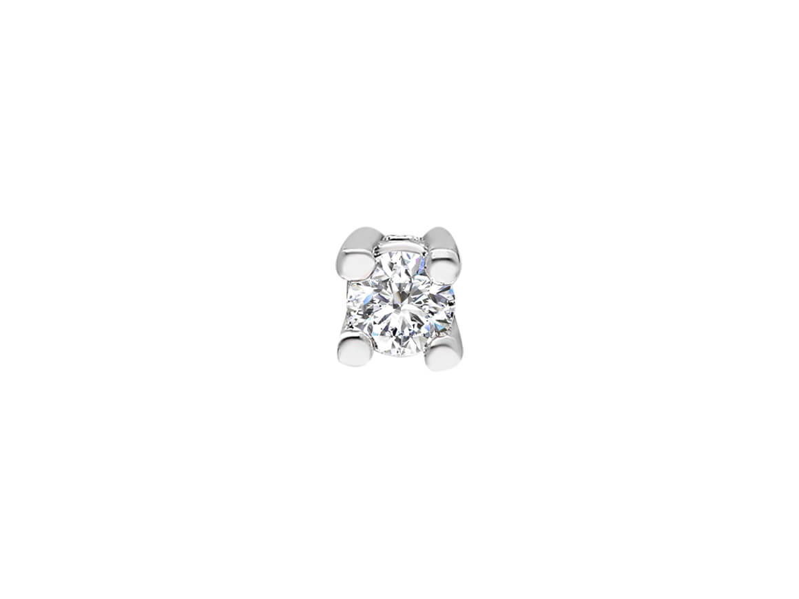 Boucle d'oreille homme solitaire diamant 0,04 carat en or blanc 585 14 carats 