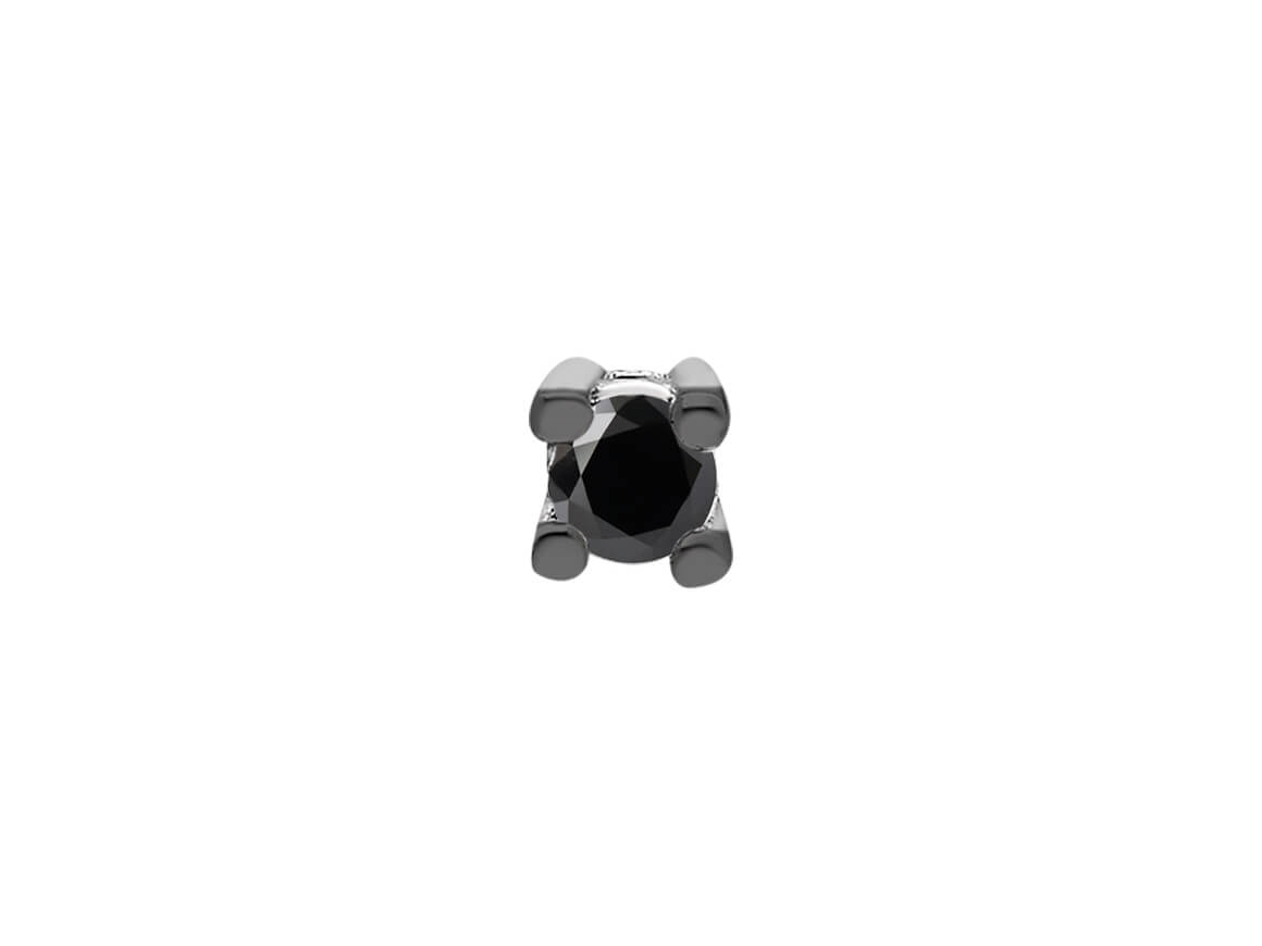 0,04 Karat Schwarzer Diamant Solitär Herren Ohrring in 585er 14 Karat Weißgold - handgefertigter Diamantschmuck aus Feingold | Sirius Diamant