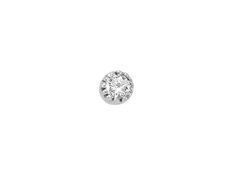 Diamond nose piercing in 585 14 carat white gold - 7 mm x 3.3 mm
