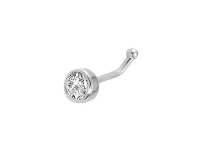 Diamond nose piercing in 14 carat white gold - 7 mm x 3.4 mm