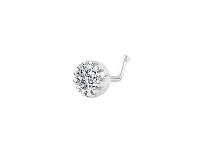 Diamond nose piercing in 585 14 carat white gold - 7 mm x 3.8 mm