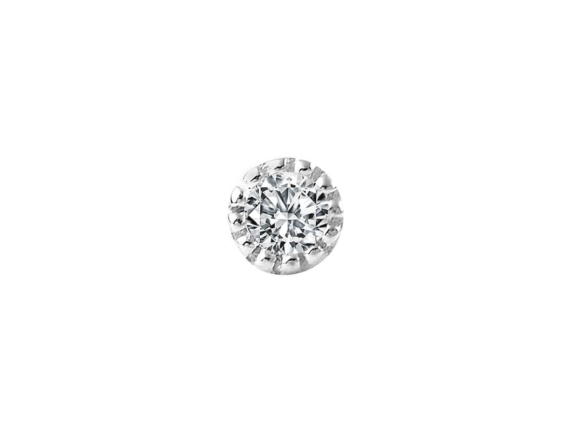 Diamond nose piercing in 585 14 carat white gold - 7 mm x 3.8 mm