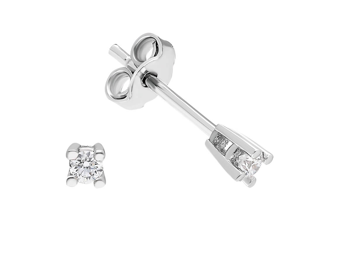0,08 Karat Diamant Solitär Ohrringe - handgefertigter Diamantschmuck aus Feingold | Sirius Diamant