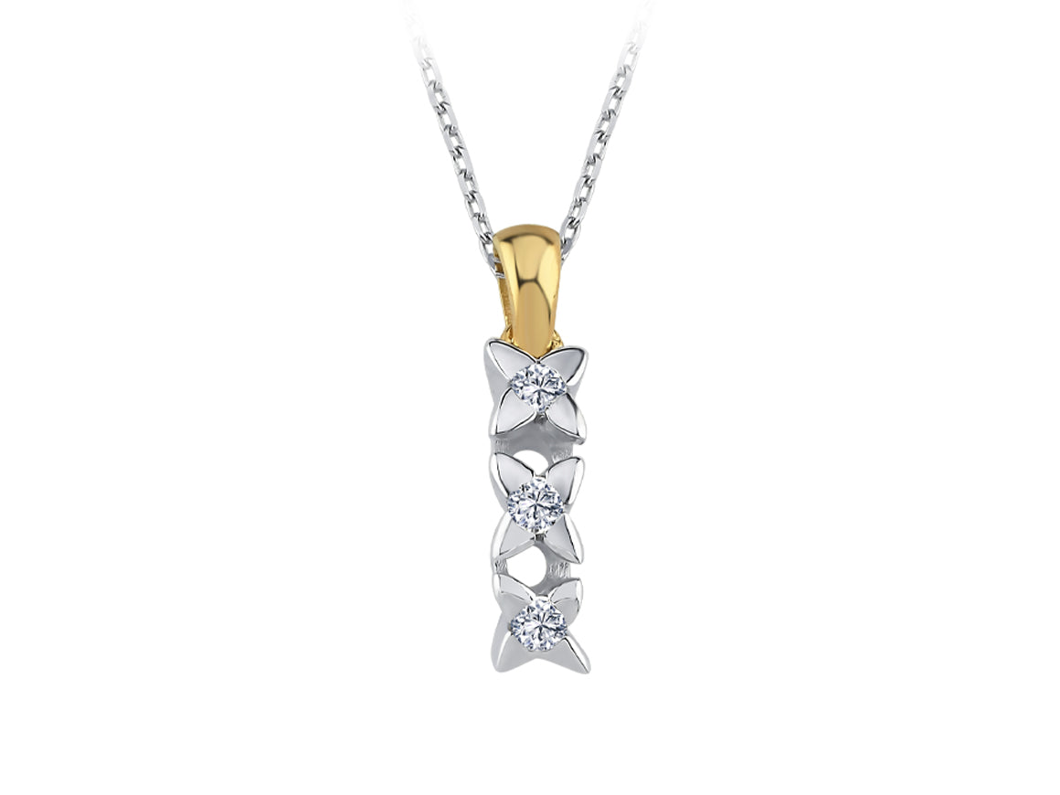 0,11 Karat Diamant-Tria-Halskette - handgefertigter Diamantschmuck aus Feingold | Sirius Diamant