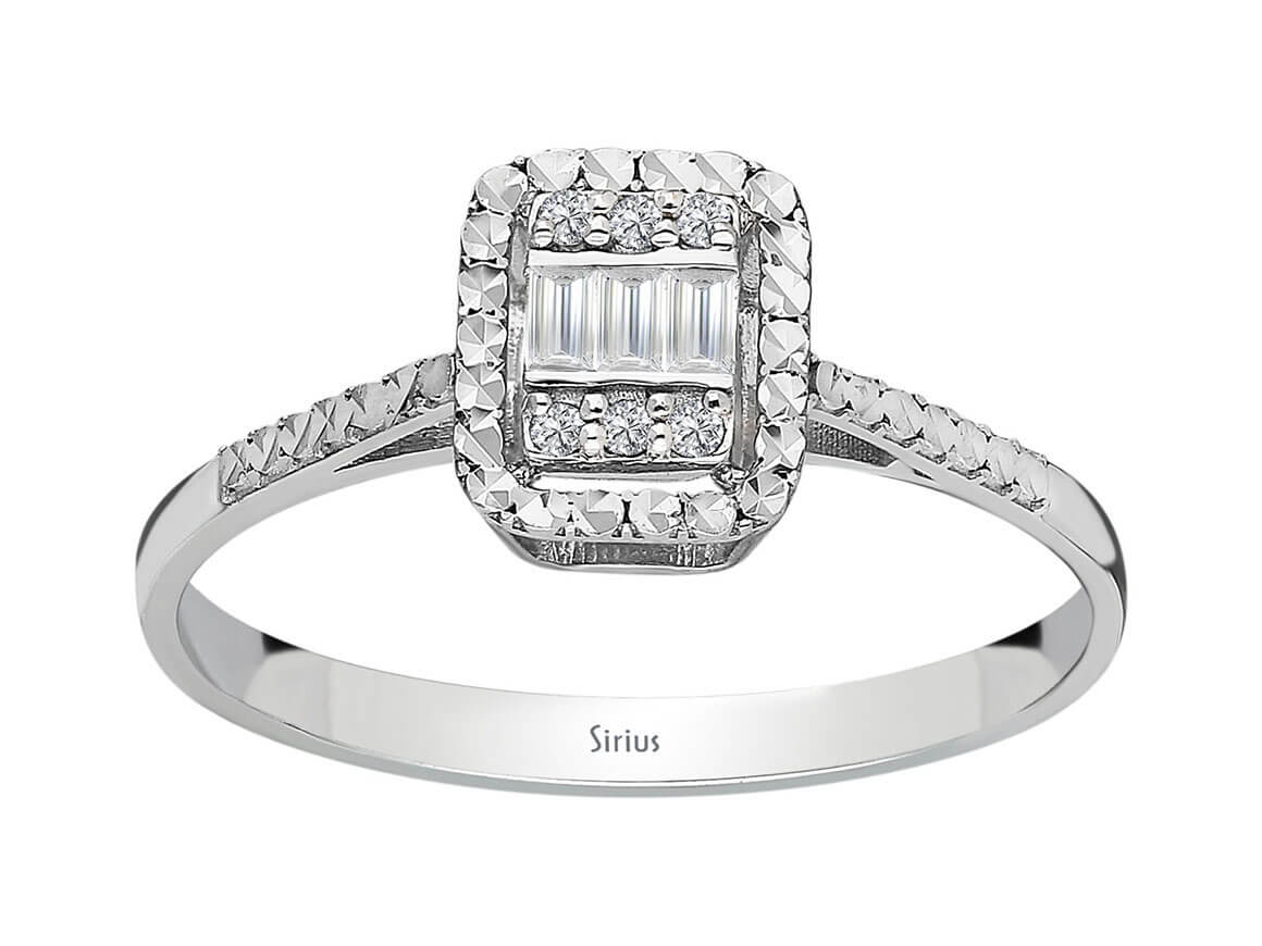 Bague baguette diamant effet 0,30 carat 