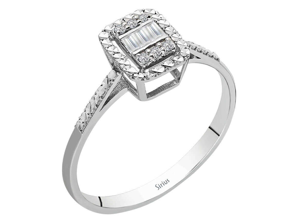0,30 Karat Effekt Diamant Baguette Ring - handgefertigter Diamantschmuck aus Feingold | Sirius Diamant