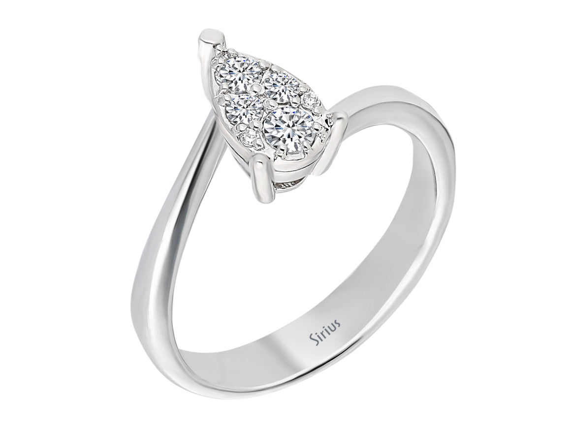 0,35 Carat Tropfen Diamant Effekt Solitär Ring - handgefertigter Diamantschmuck aus Feingold | Sirius Diamant