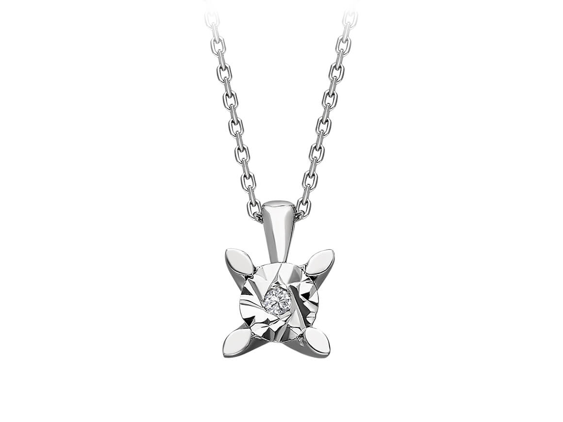 0,40 Karat Effekt Diamant Solitär Collier - handgefertigter Diamantschmuck aus Feingold | Sirius Diamant