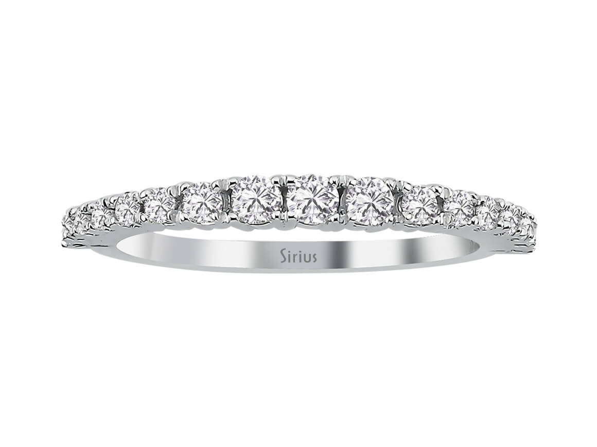Bague demi-éternité en or blanc 14 carats avec diamant de 0,44 carat 