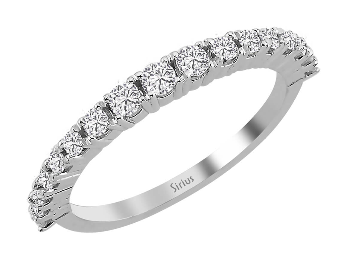 Bague demi-éternité en or blanc 14 carats avec diamant de 0,44 carat 