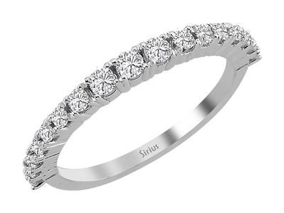 Bague demi-éternité en or blanc 14 carats avec diamant de 0,44 carat 