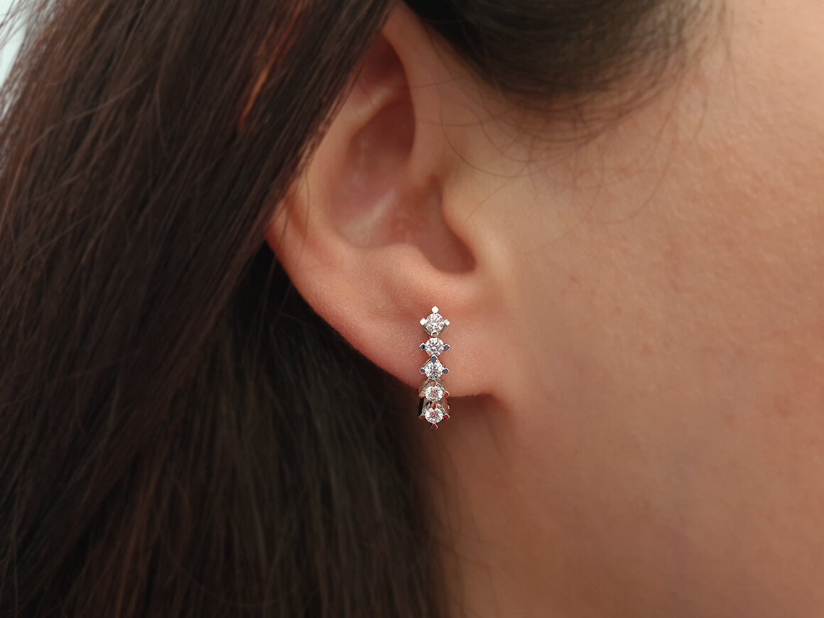 0,45 Karat Diamant 5 Stein Ohrringe - handgefertigter Diamantschmuck aus Feingold | Sirius Diamant
