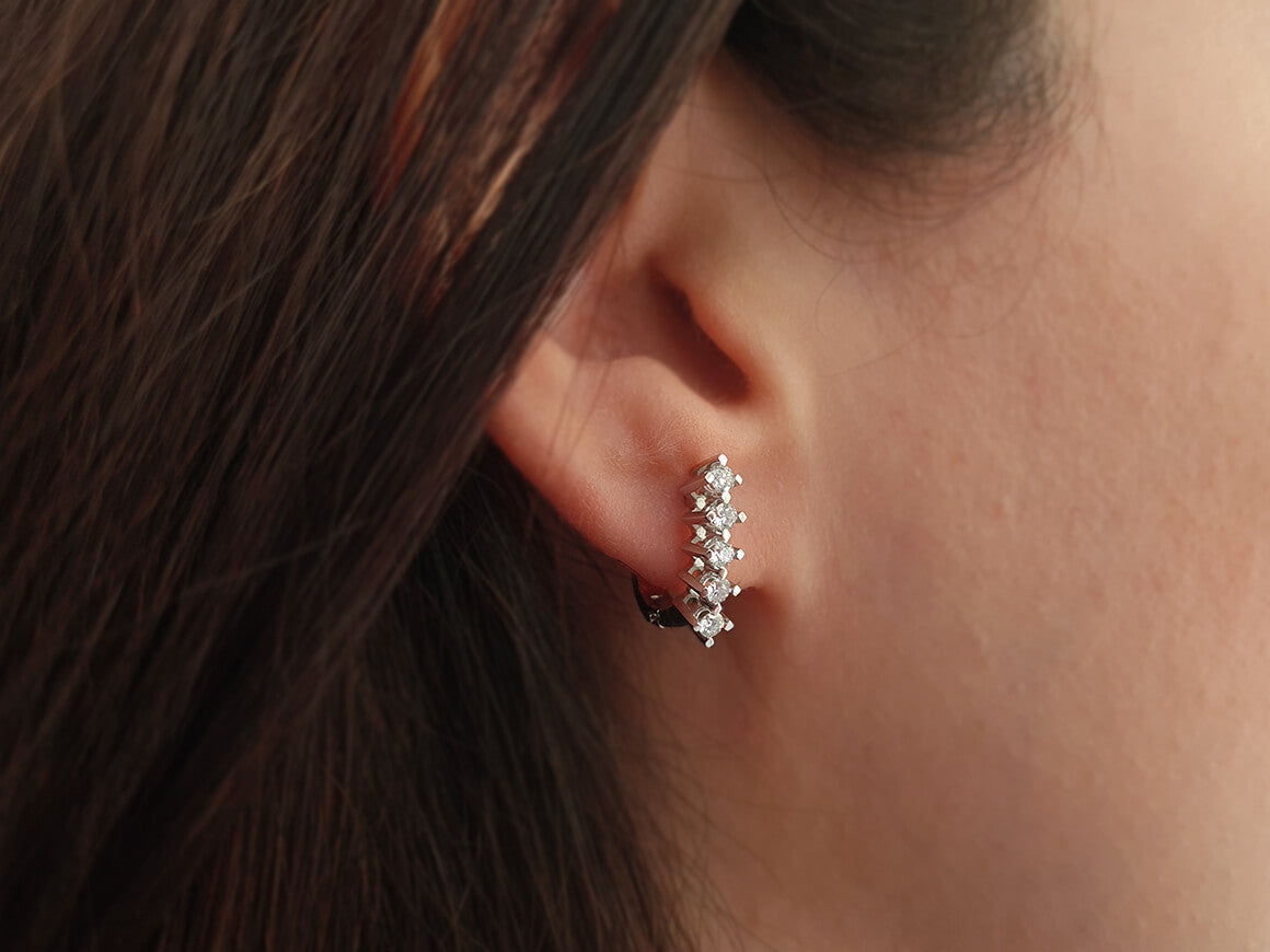 0,45 Karat Diamant 5 Stein Ohrringe - handgefertigter Diamantschmuck aus Feingold | Sirius Diamant