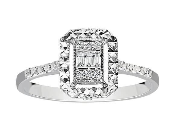 0,50 Karat Effekt Diamant Baguette Ring - handgefertigter Diamantschmuck aus Feingold | Sirius Diamant