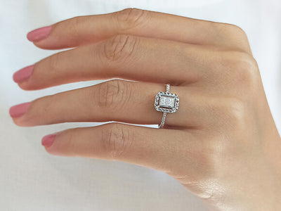 Bague baguette diamant effet 0,50 carat 