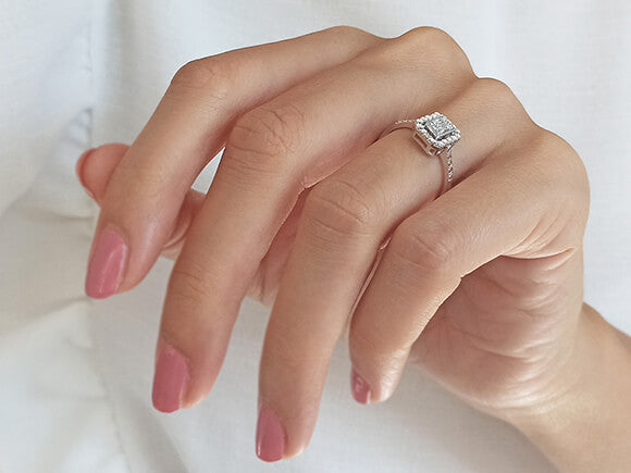 Bague baguette diamant effet 0,50 carat 