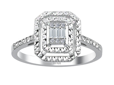 0.50 carat diamond effect baguette ring in white gold